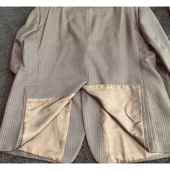 CHAPS Blazer Suit Jacket Mens 46 R Sport Coat Brown Black Houndstooth Silk Wool - Picture 13 of 16